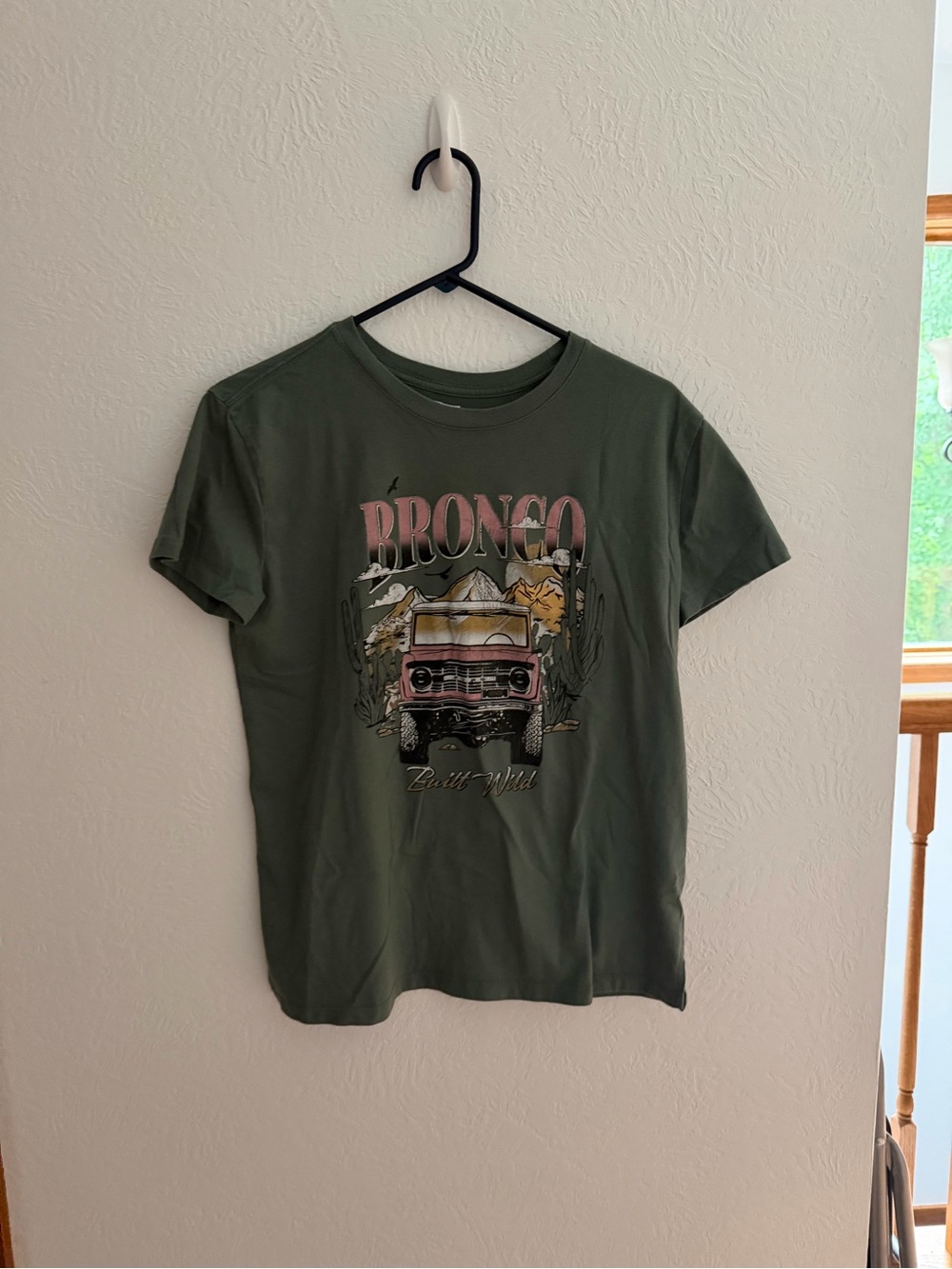 Ford Bronco Graphic Tee - Olive Green with Pink Accent
